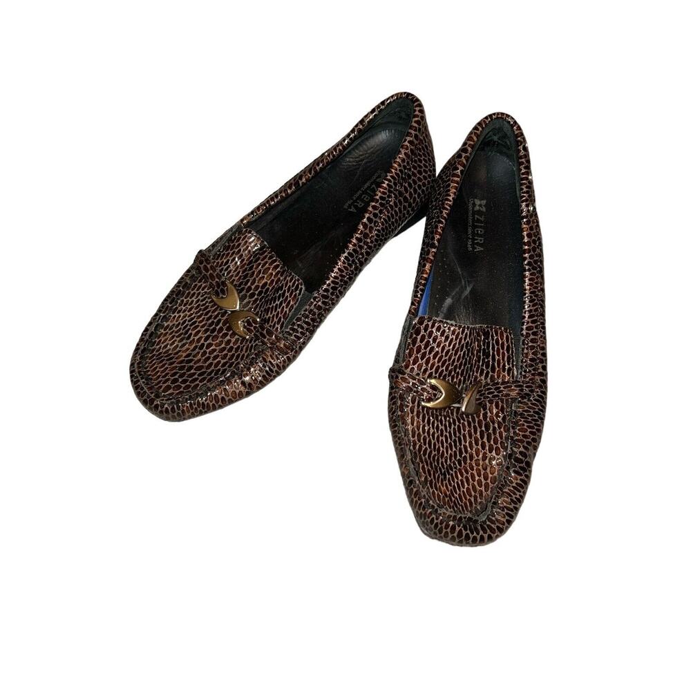 Ziera Slip On Loafer Comfort‎ Shoes EU 38 US 8.5 Black Brown Patent Leather